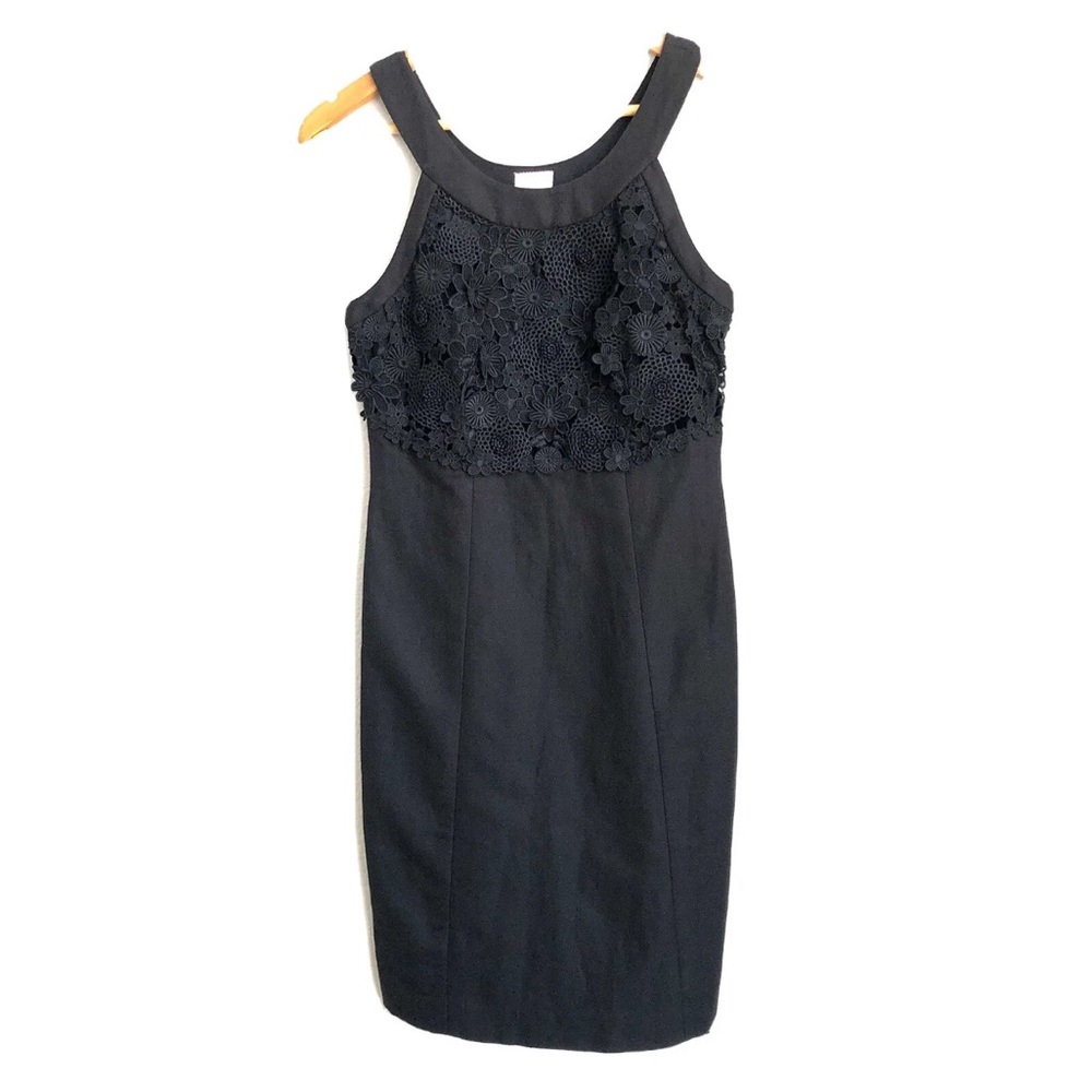 ANTHROPOLOGIE Postmark Oleander Line Floral Lace Appliqué Linen Dress Size 6